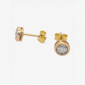 Zarcillos (0.25 Ct) Post Studs Ilussion c/ Diamantes Naturales (6.5 mm) - Oro Amarillo 14Kts