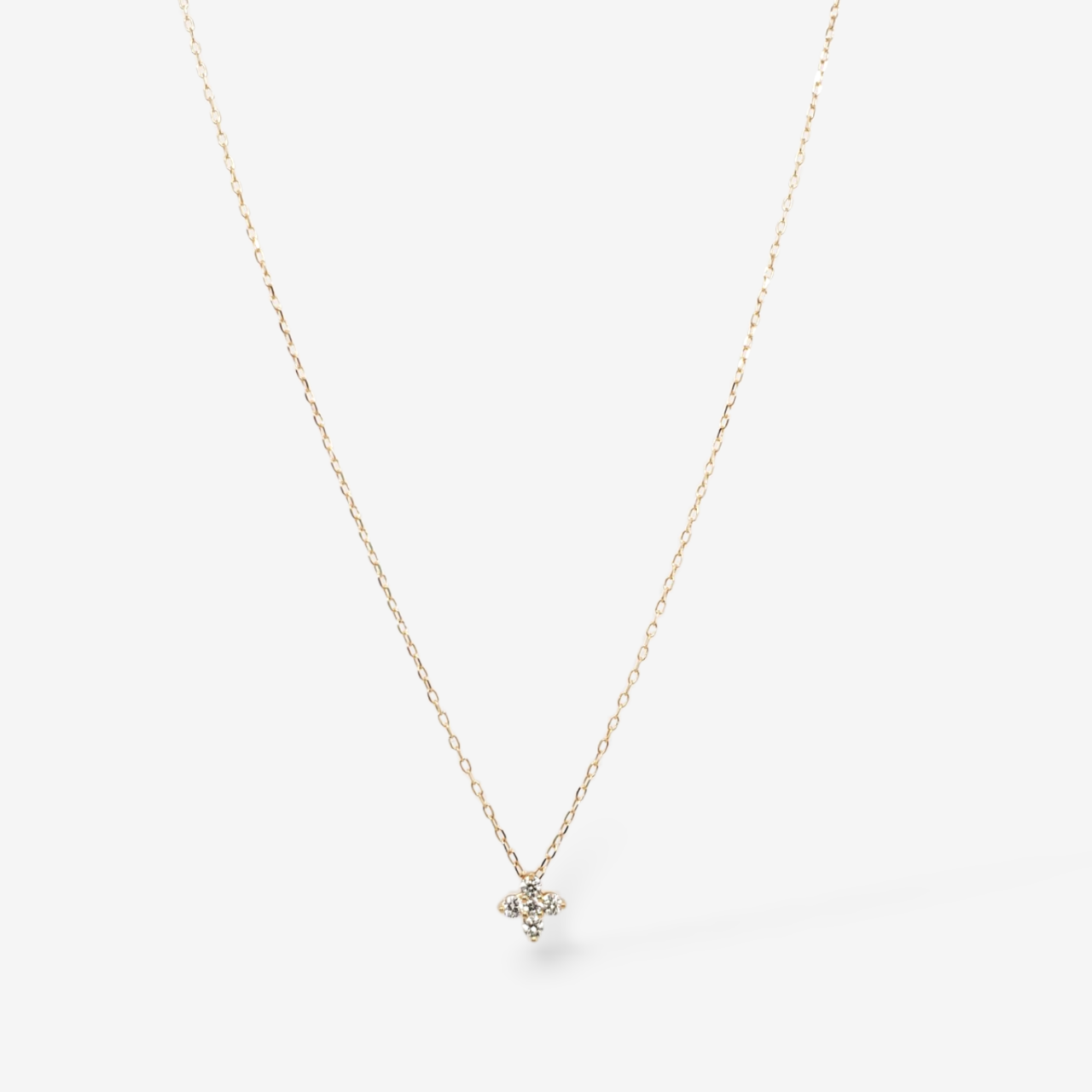 Cadena (45 cm) c/ Trebol Diamantes (0.09 Ct) Naturales (5.5 x 5.5 mm) & Cierre Spring - Oro Amarillo 18Kts