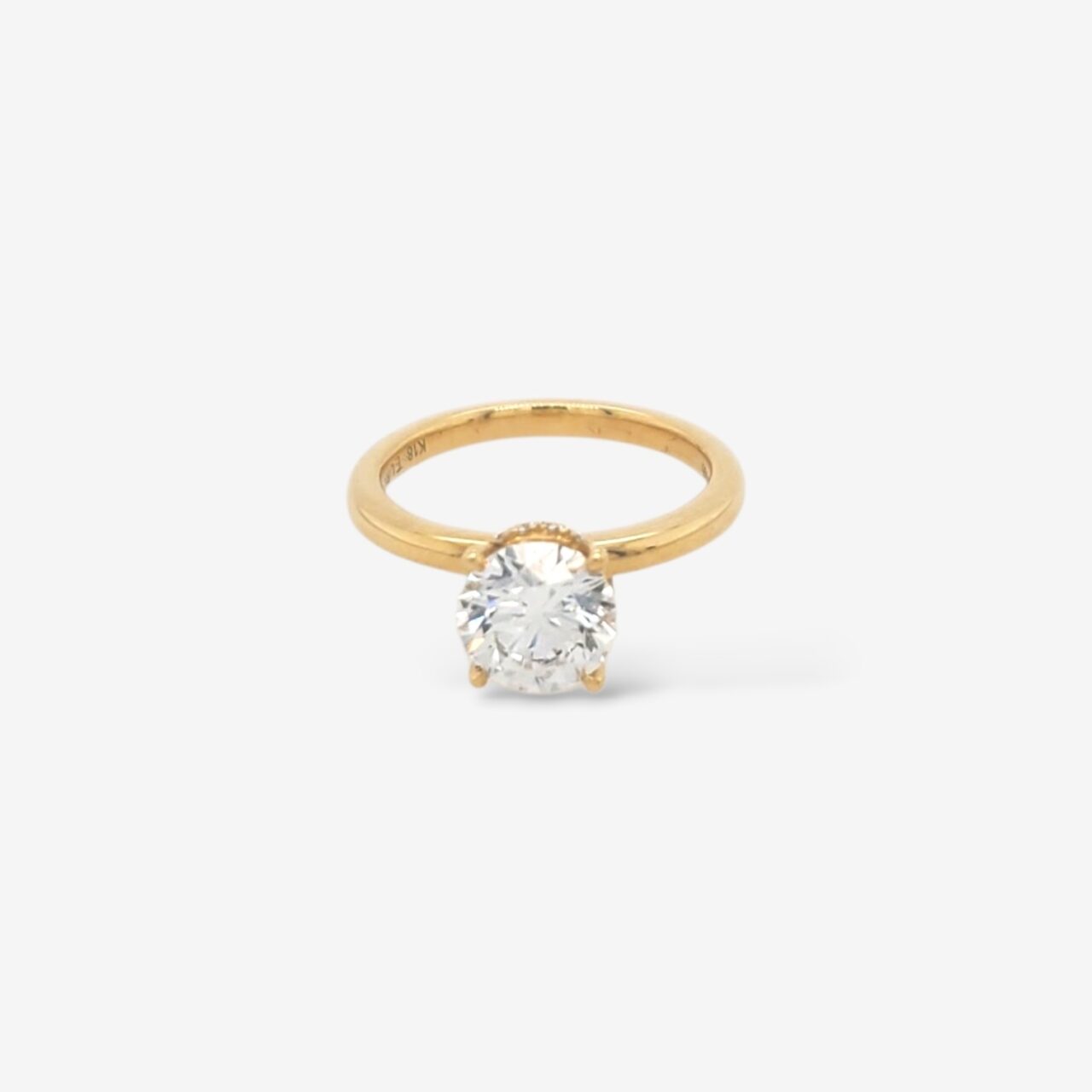 Anillo (1.06 Ct) Compromiso Diamante Redondo Labgrown Certificado c/ Hidden Halo Dia Naturales - Oro Amarillo 18Kts