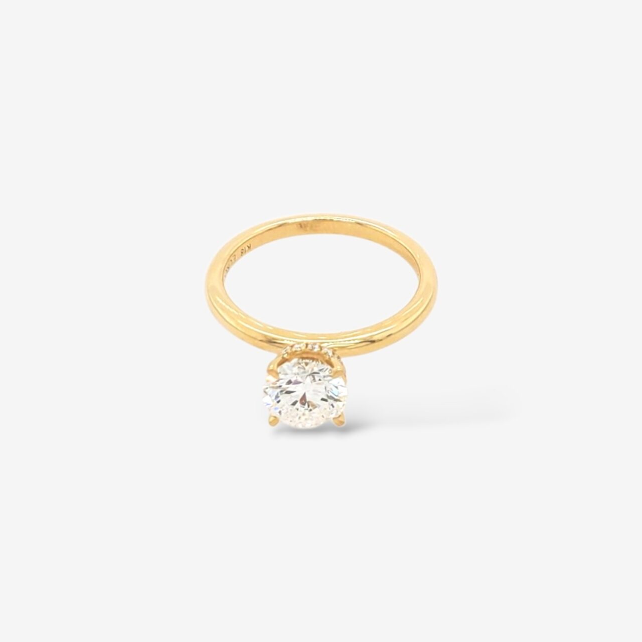 Anillo (1.01 Ct) Compromiso Diamante Redondo Labgrown Certificado c/ Hidden Halo Dia Naturales - Oro Amarillo 18Kts