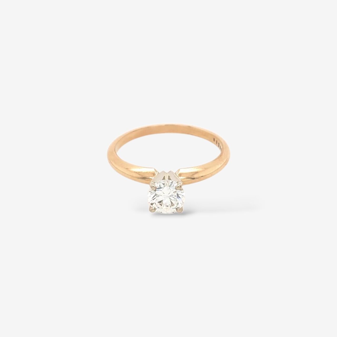 Anillo (0.54 Ct) Compromiso Diamante Labgrown Certificado 4 Prongs - Oro Dos Tonos 14Kts
