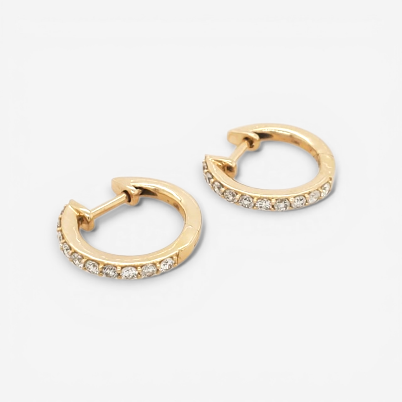 Huggies (14 mm) Diamantes Naturales (0.35 Ct) Reversibles - Oro Amarillo 14Kts