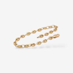Brazalete (14 cm) Mariner Puff (3.5 mm) c/ Cierre Lobster - Oro Amarillo 14Kts