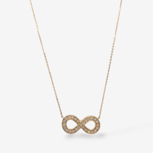 Cadena (45 cm) Fina Cable c/ Infinito (19 x 9 mm) Diamantes Pave (0.22 Ct) & Cierre Spring - Oro Amarillo 14Kts