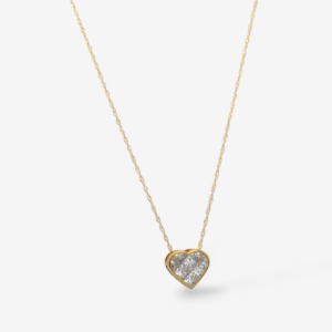 Cadena (45 cm) Fina Singapur c/ Corazon Diamantes Princess Cut Naturales Biselados (1 Ct) - Oro Amarillo 18Kts