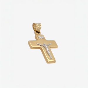 Crucifijo (17 x 20 mm) Pequeño Reversible (5.5 mm) - Oro Dos Tonos 14Kts