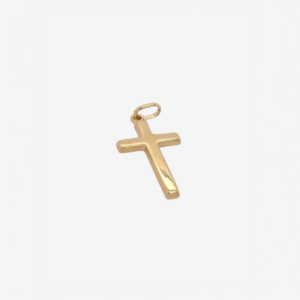 Dije (13 x 22 mm) Cruz Pequena Puff Tubo Rectangular - Oro Amarillo 14Kts