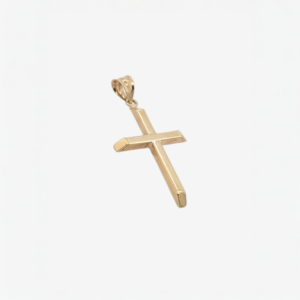 Cruz (15 x 22 mm) Pequena Tubo Cuadrado Terminales 45 Grados (2 x 2 mm) - Oro Amarillo 14Kts