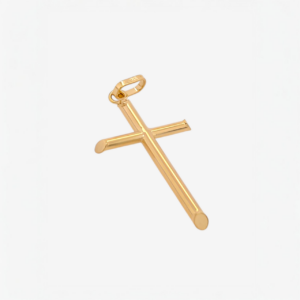 Cruz (19 x 29 mm) Mediana Tubo Redondo (2.5 mm) Terminales 45 Grados - Oro Amarillo 14Kts