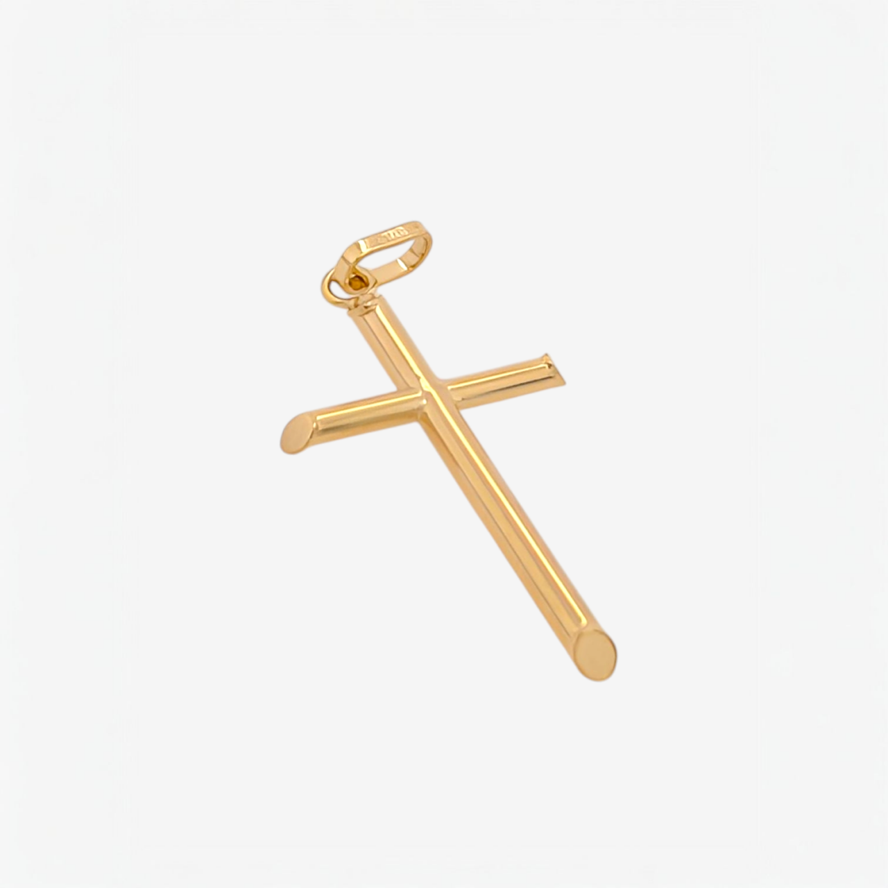 Cruz (19 x 29 mm) Mediana Tubo Redondo (2.5 mm) Terminales 45 Grados - Oro Amarillo 14Kts