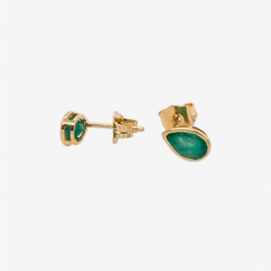 Zarcillos (0.85 Ct) Post Gota Esmeralda Biselado (5 x 7 mm) - Oro Amarillo 18Kts