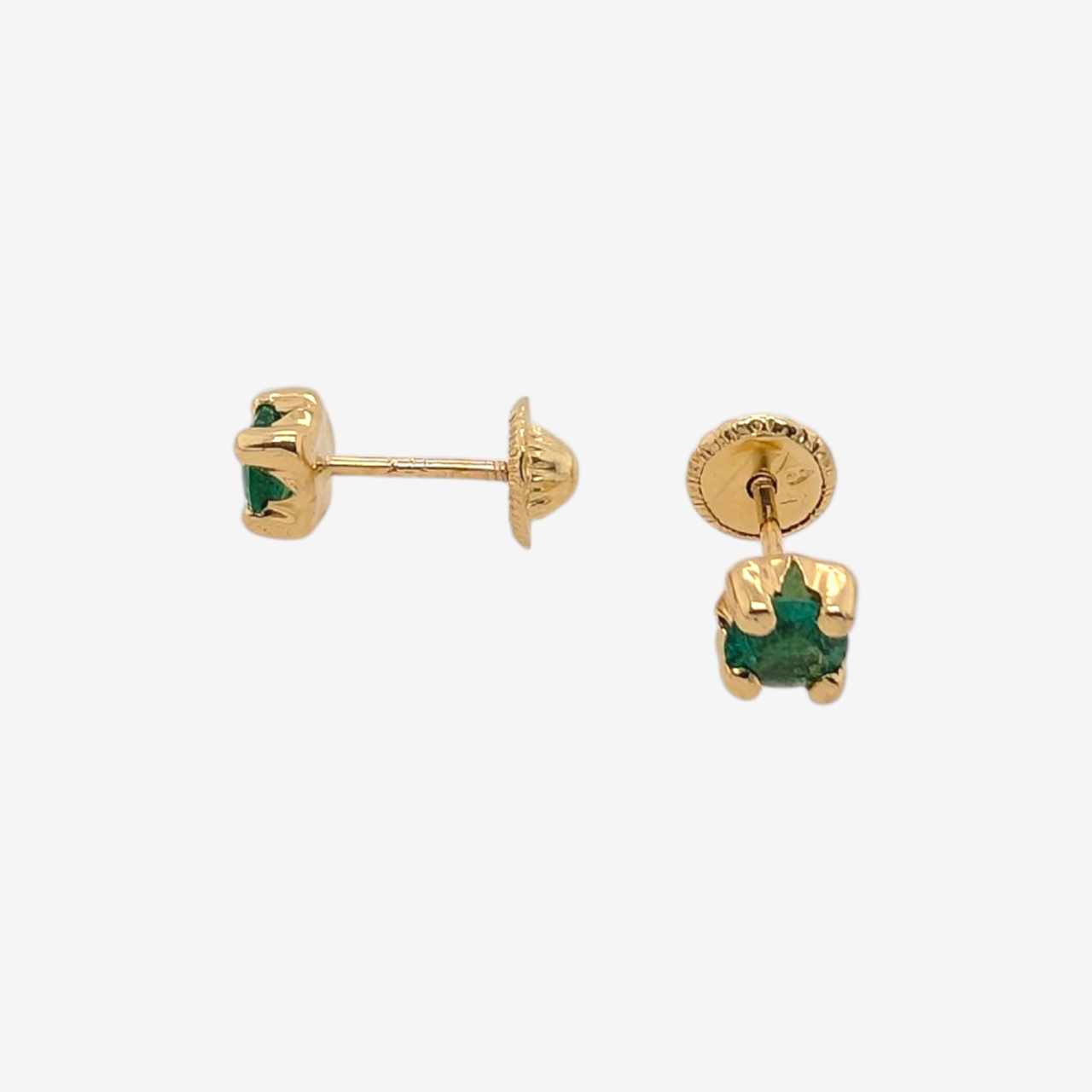 Zarcillos (0.50 Ct) Screwback Esmeraldas c/ 4 Prongs (4 mm) - Oro Amarillo 18Kts