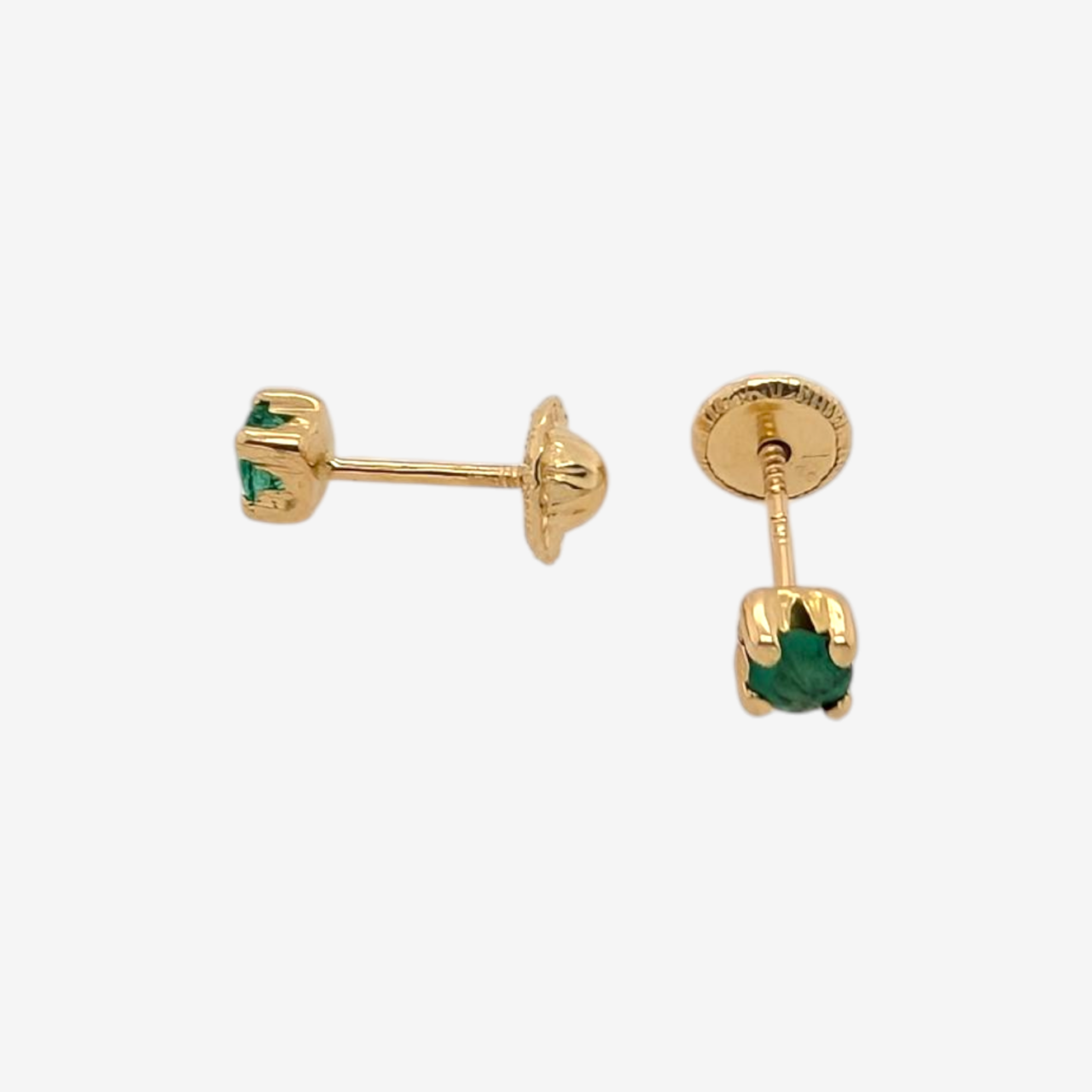 Zarcillos (0.20 Ct) Screwback Esmeraldas c/ 4 Prongs (3 mm) - Oro Amarillo 18Kts