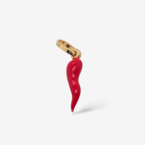 Dije (12.7 mm) Cuerno de la Suerte Pequeño c/ Esmalte Rojo - Oro Amarillo 18Kts