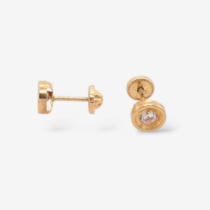 Zarcillos (5.5 mm) Screwback Zircon Biselado Tipo Dona Pequeno - Oro Amarillo 14Kts