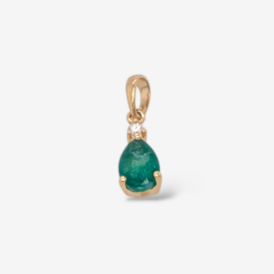 Dije (0.35 Ct) Gota de Esmeralda c/ Diamante (0.02 Ct) - Oro Amarillo 14Kts