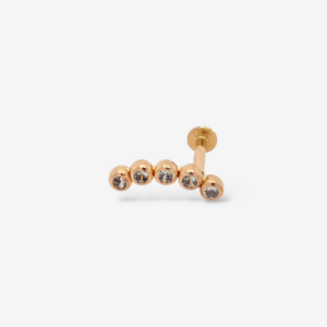 Zarcillo (3.85 cm) Unitario Cartílago Circular Zircones Biselados (11.6 mm) - Oro Amarillo 14Kts