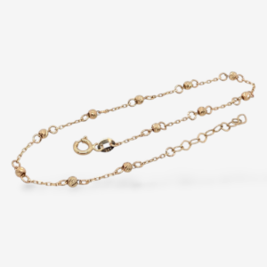 Brazalete (19.5 cm) Tejido Cable c/ Esferas Fascetadas c/ Cierre Spring - Oro Amarillo14kt