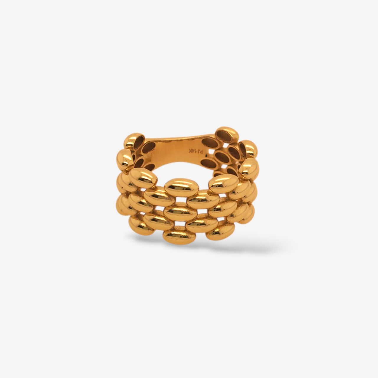 Anillo (10 mm) Tejido Pantera Rígido 5 Líneas - Oro Amarillo 14Kts