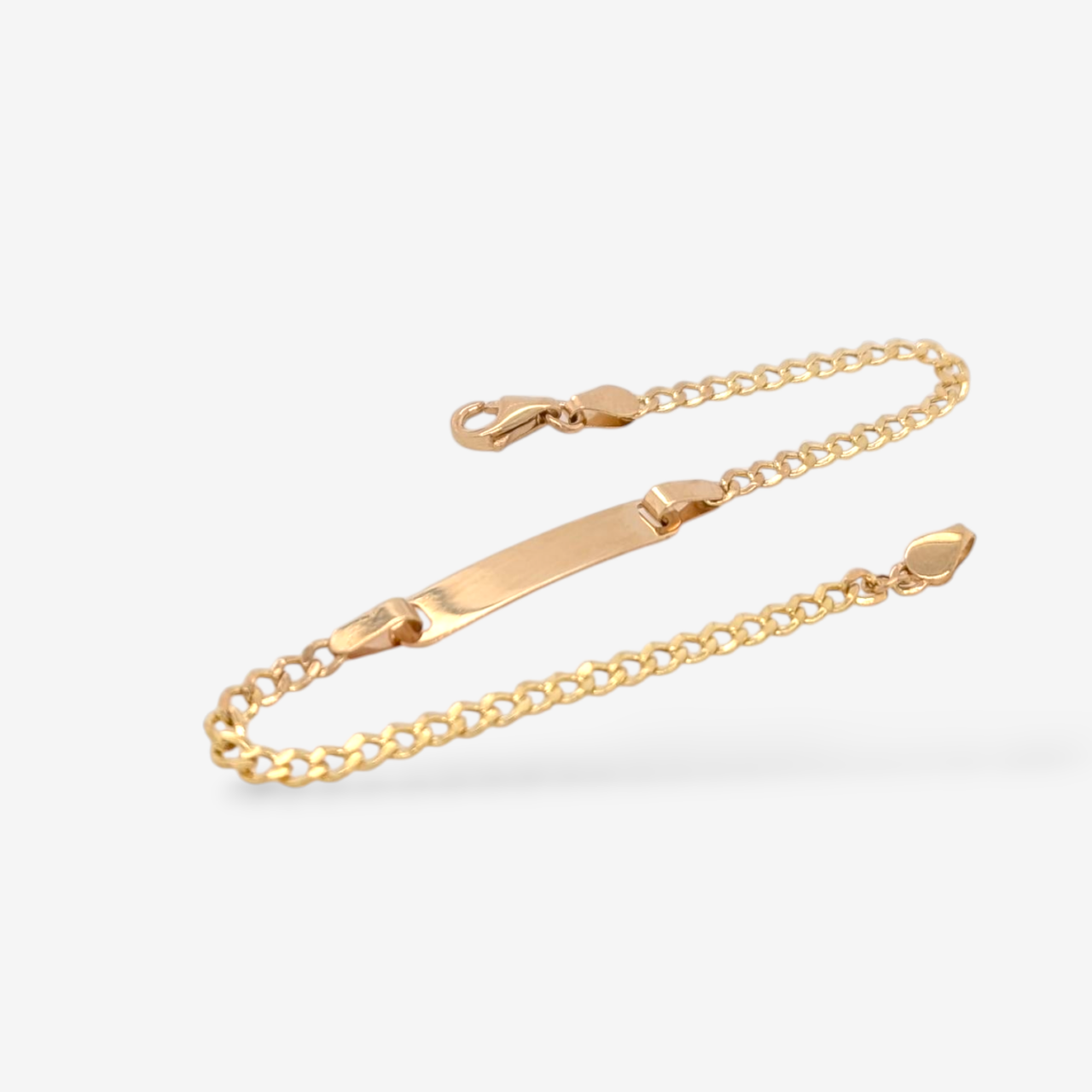 Brazalete (15 cm) Esclava Placa ID Tejido Uslink (20 x 4 mm) c/ Cierre Lobster - Oro Amarillo 14Kts