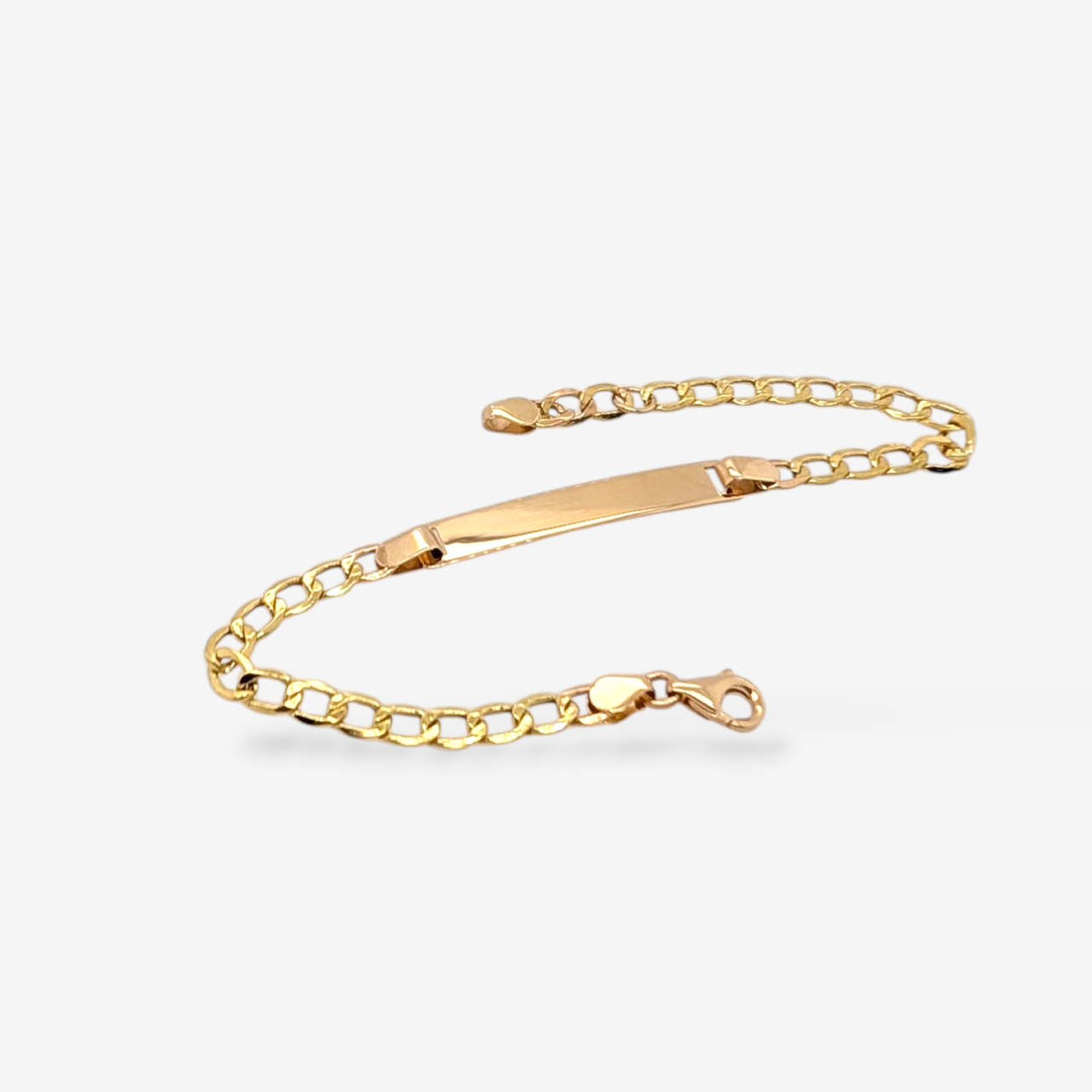 Brazalete (16.5 cm) Esclava Placa ID Tejido Uslink (30 x 5 mm) c/ Cierre Lobster - Oro Amarillo 14Kts