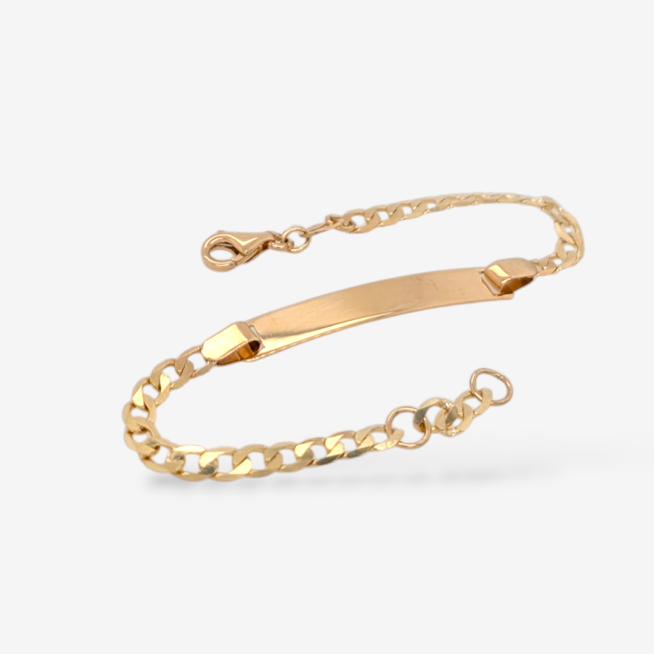Brazalete (14 cm) Esclava Placa ID Tejido Uslink (30 x 4.80 mm) c/ Cierre Lobster - Oro Amarillo 14Kts