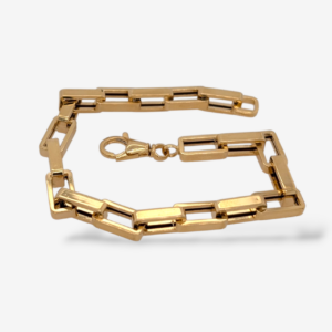 Brazalete (21 cm) Eslabones Rectangulares Light (6.4 mm) c/ Cierre Spring - Oro Amarillo 18Kts