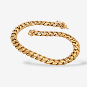 Brazalete (20 cm) Tejido Cubano Light (6.20 mm) c/ Cierre de Caja & Dos Ochos de Seguridad - Oro Amarillo 18Kts
