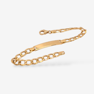 Brazalete (19 cm) Esclava Placa ID (6 x 28 mm) Tejido US Link c/ Cierre Lobster Light (5.40 mm) - Oro Amarillo 18Kts