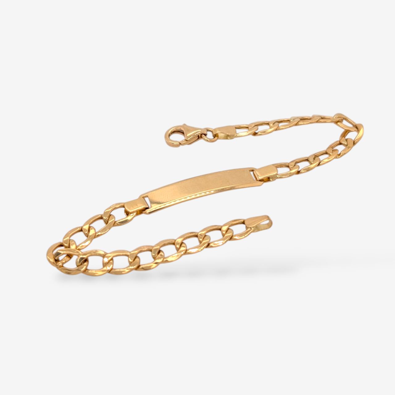 Brazalete (19 cm) Esclava Placa ID (6 x 28 mm) Tejido US Link c/ Cierre Lobster Light (5.40 mm) - Oro Amarillo 18Kts