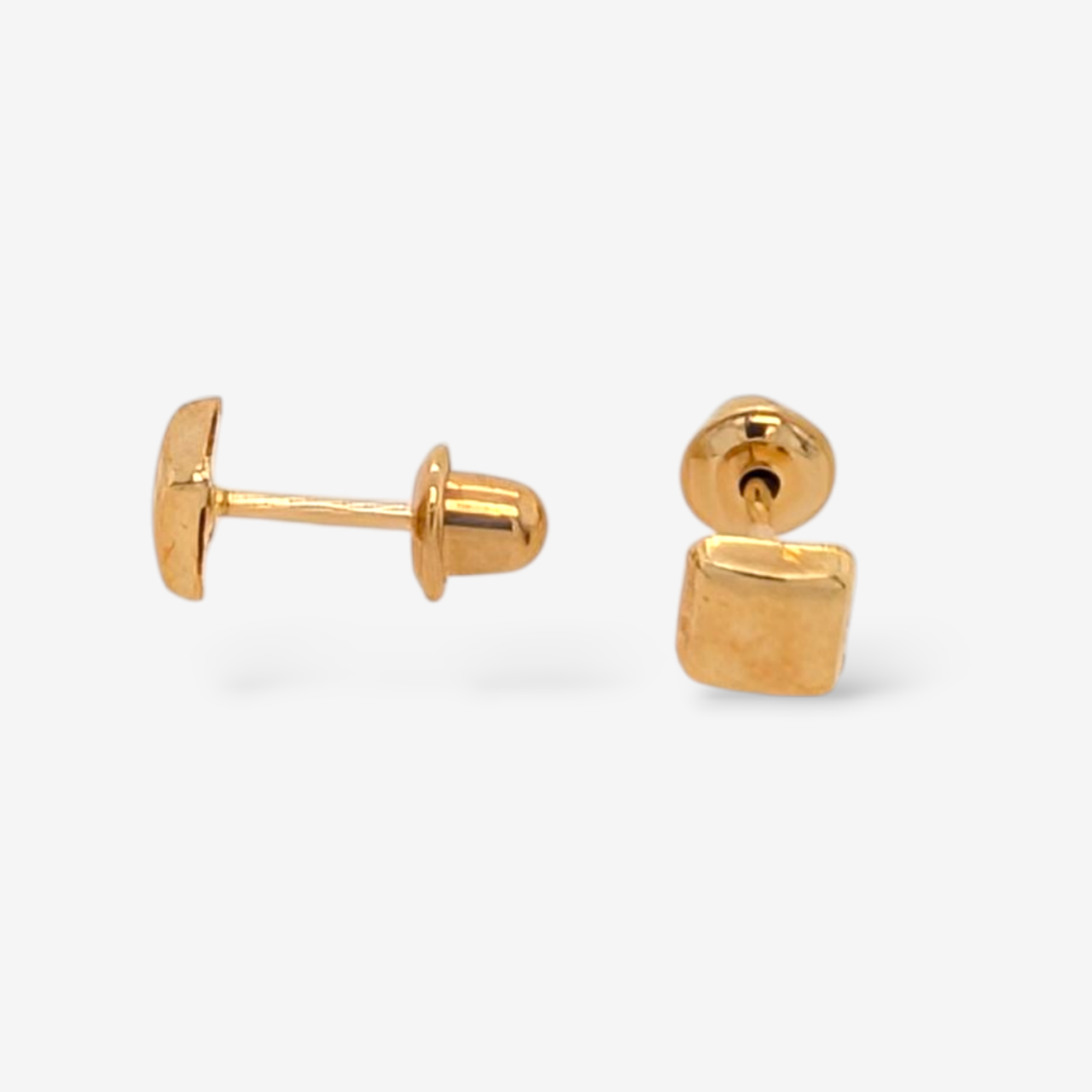 Zarcillos (4 mm) Abridores Figura Cuadrado - Oro Amarillo 18Kts