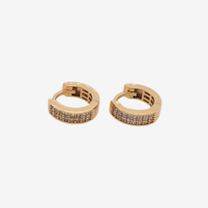 Zarcillos (11 mm) Huggies Reversible (3.3 mm) c/ Lisos/Zircones Pavé - Oro Amarillo 14Kts