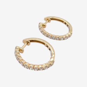 Zarcillos (19 mm) Huggies Reversibles (2.25 mm) c/ Diamantes Naturales Lisos (0.88 Ct) - Oro Amarillo 14Kts