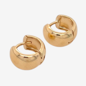 Zarcillos (11 mm) Huggies Pequeños Anchos Liso (6 mm) - Oro Amarillo 14Kts