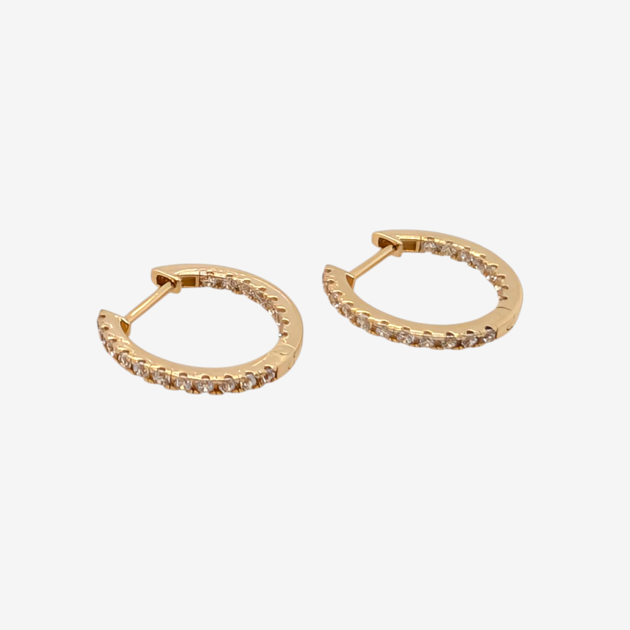 Zarcillos (15.5 mm) Huggies Finos c/ Zircones Pavé (1.6 mm) - Oro Amarillo 14Kts