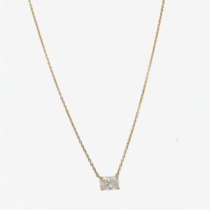 Cadena (45 cm) Cable Fina c/ Diamante Labgrown Corte Radiant (0.50 Ct) c/ Cierre Lobster - Oro Amarillo 14Kts