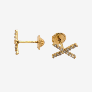 Zarcillos (8.6 x 5.6 mm) Equis c/ Zircones Pavé - Oro Amarillo 18Kts