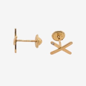 Zarcillos (7 x 30 x 5.40 mm) Screwbacks "Equis" c/ un Zircón Pequeño - Oro Amarillo 18Kts