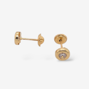 Zarcillos (5.5 mm) Screwback Zircones Biselados - Oro Amarillo 18Kts