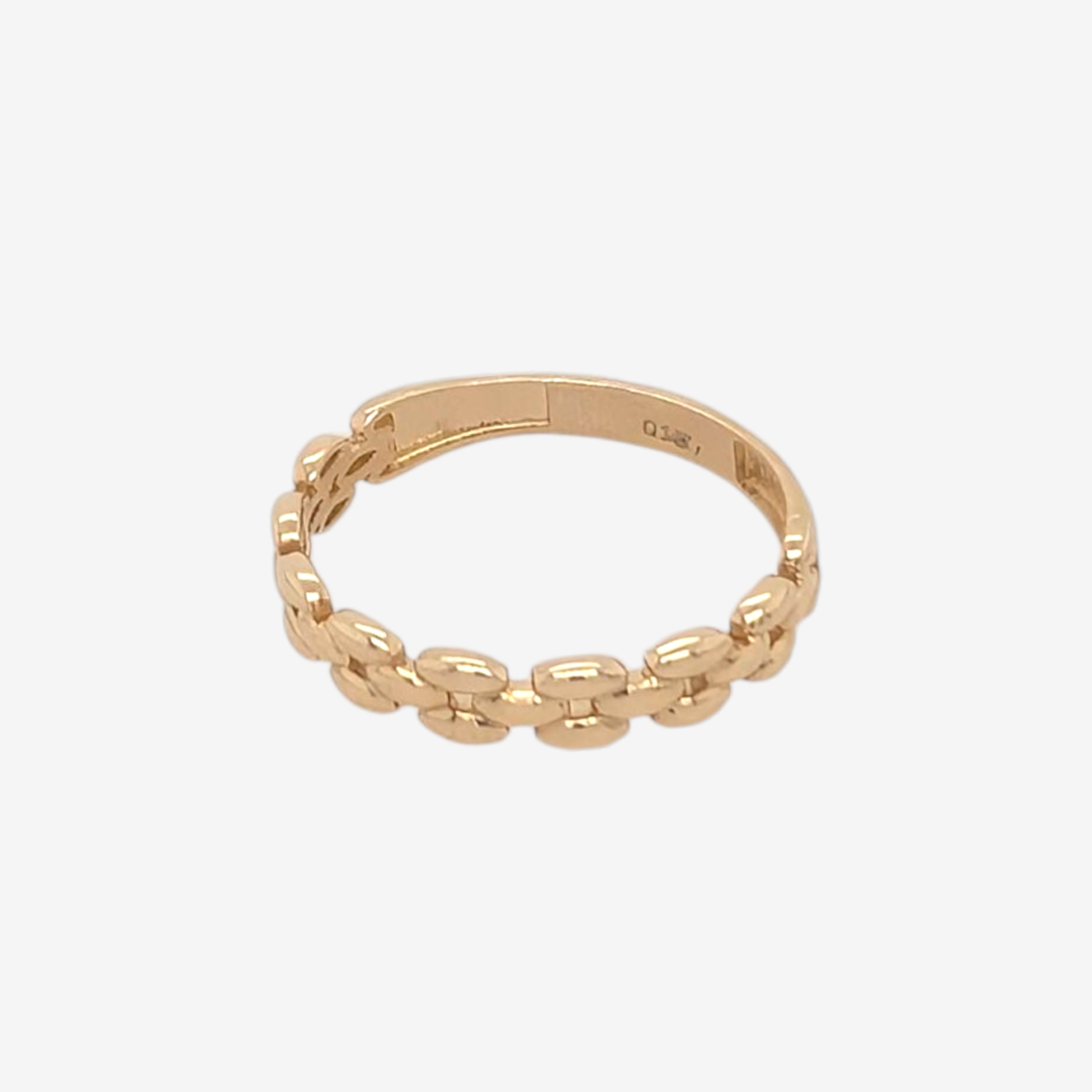 Anillo (3.8 mm) Tejido Pantera Tres Líneas Rígido - Oro Amarillo 14Kts
