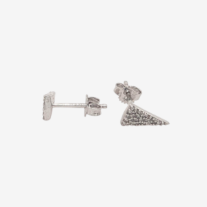 Zarcillos (9.3 x 5 mm) Post Triángulo Diamantes (0.16 Ct) Naturales Pavé - Oro Blanco 14Kts