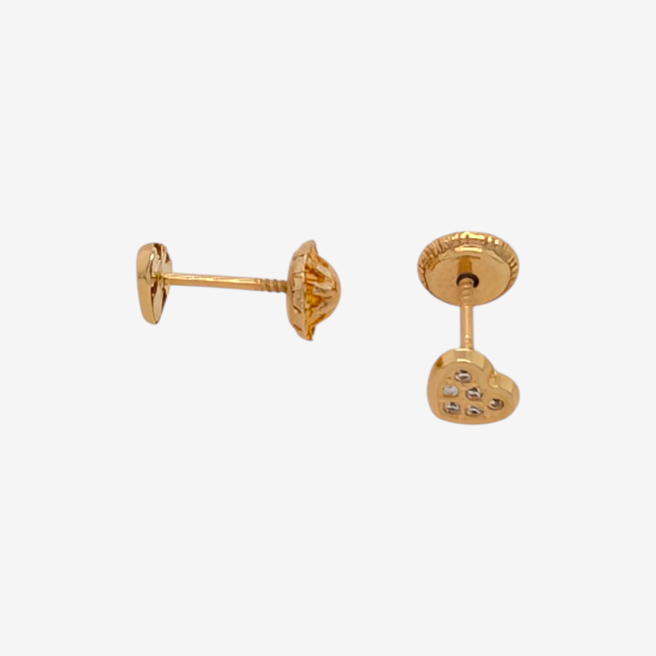 Zarcillos (4.20 x 4.75 mm) Screwback Corazón c/ Zircones Pavé - Oro Amarillo 18Kts