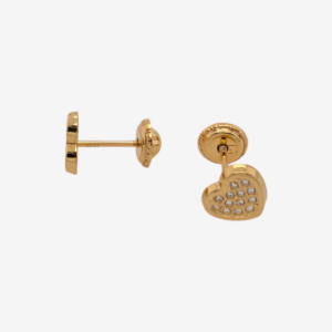 Zarcillos (5.7 x 6.6 mm) Screwback Corazones Grandes c/ Zircones Pavé - Oro Amarillo 18Kts