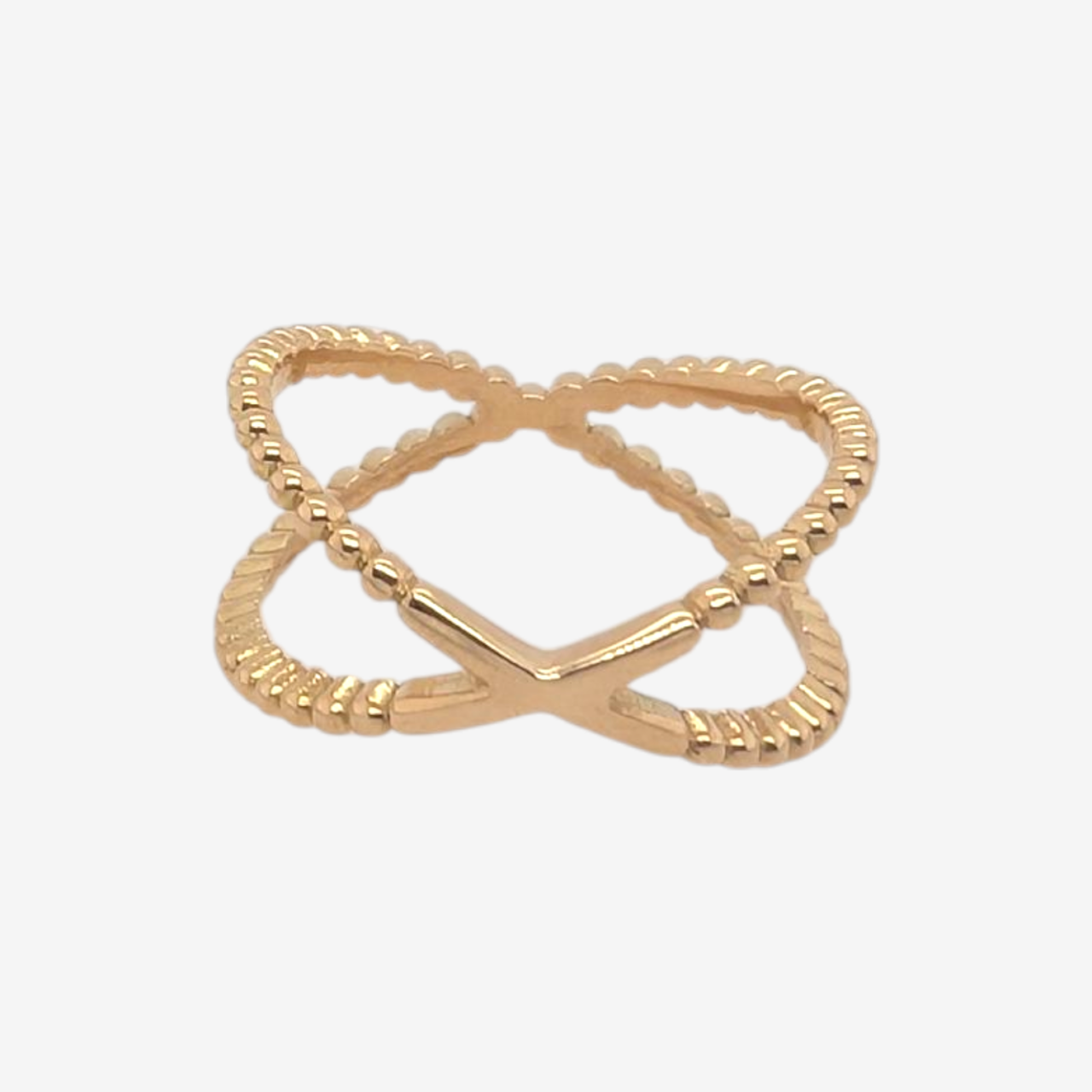 Anillo (9.40 mm) Equis Pespunteado - Oro Amarillo 18Kts