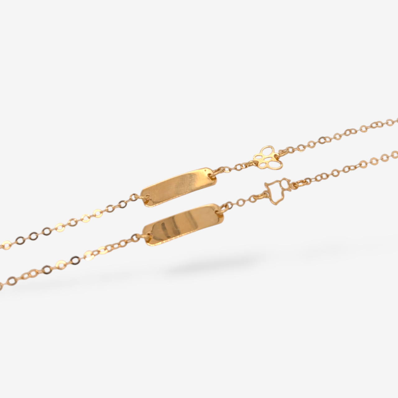 Brazalete (14.5 cm) Esclava Placa ID (17 x 5 mm) c/ Figura & Cierre Spring - Oro Amarillo 18Kts
