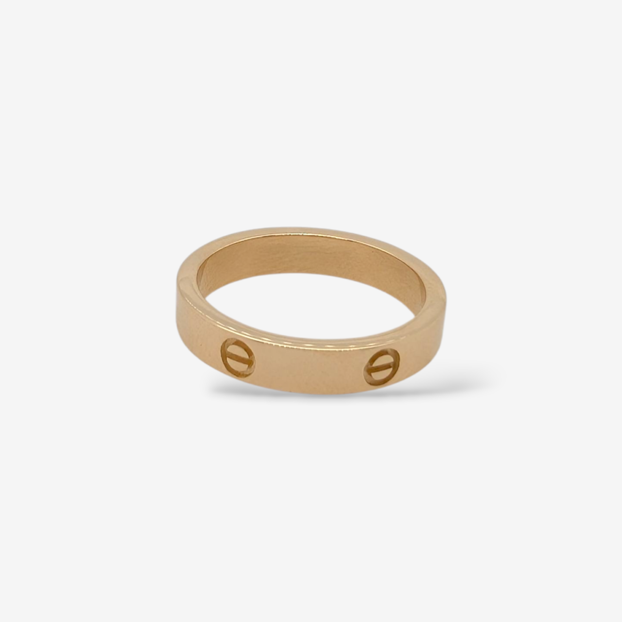 Anillo (3.70 mm) Aro Rectangular Macizo c/ Círculos Estampados - Oro Amarillo 14Kts