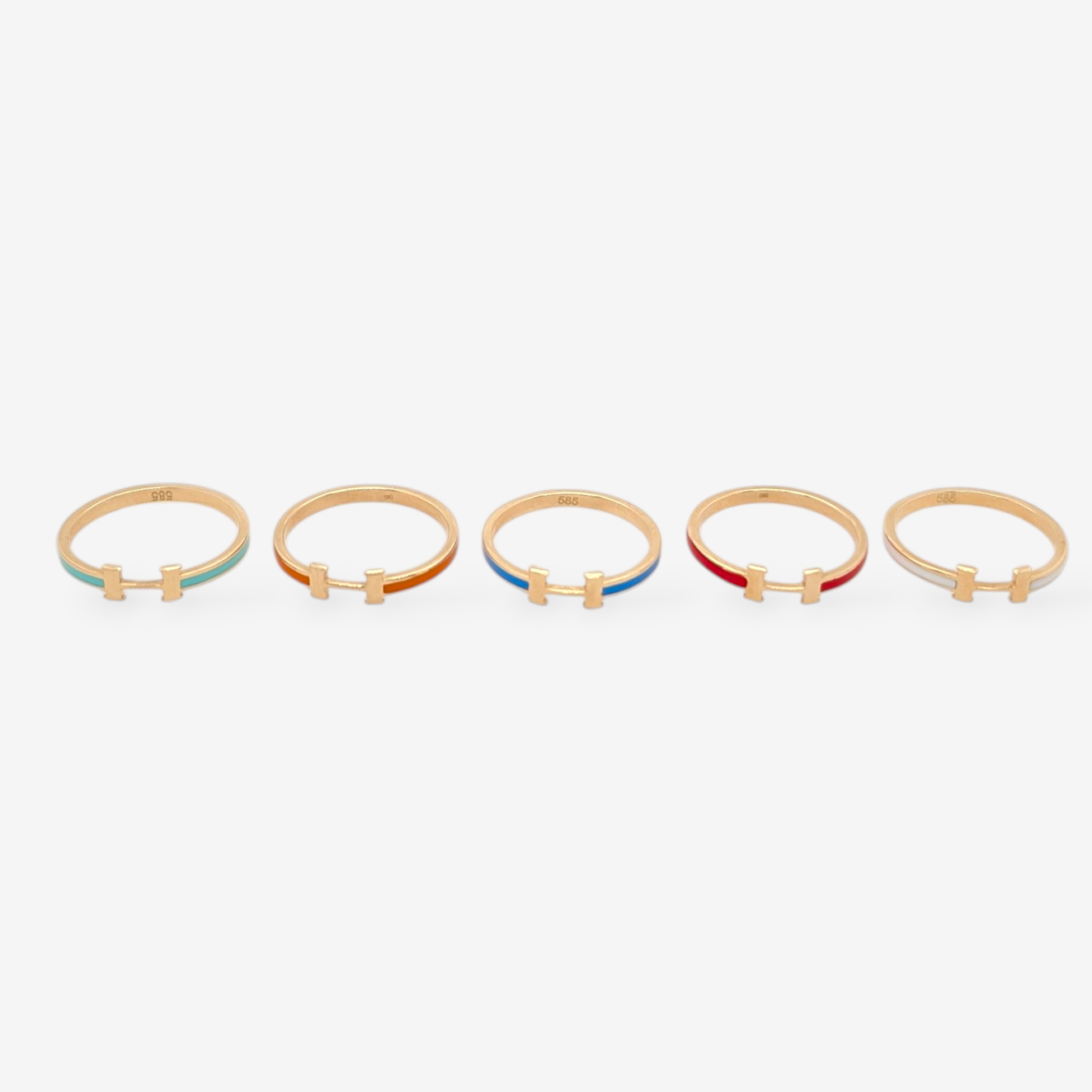 Anillos (2 mm) Finos c/ Esmalte de Colores - Oro Amarillo 14Kts