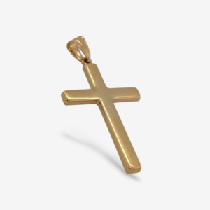Dije (32 x 20 mm) Cruz Tubo Rectangular Light c/ Contra Golla Ancha Mediana - Oro Amarillo 18Kts