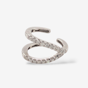 Zarcillo (15 x 9 mm) Ear Cuff c/ Diamantes Naturales (0.20 Ct) - Oro Blanco 18Kts
