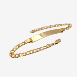 Brazalete (20.5 cm) Esclava Placa ID (7.60 x 42 mm) Tejido US Link c/ Cierre Lobster Macizo - Oro Amarillo 18Kts